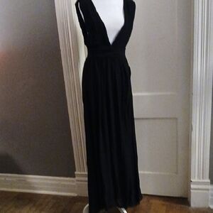NWT Love By Design Black Deep V Maxi Dress SEXXXY Medium